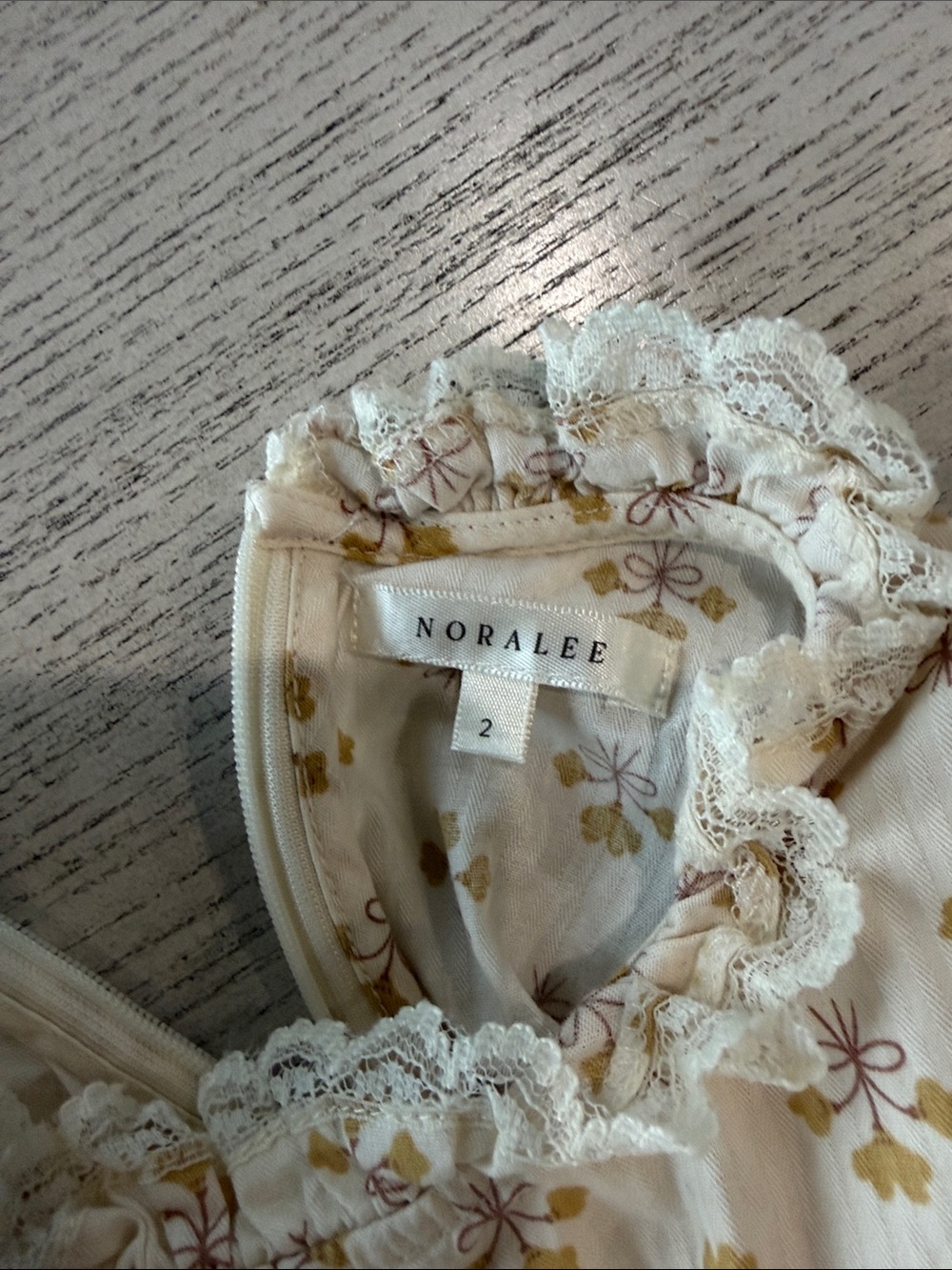 Nora LeeClassic Cream Floral Ruffle Kids Dress - Picture 3 of 3